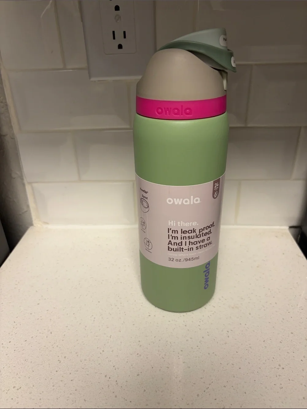 Owala Insulated Water Bottle with Built-In Straw - Green/Pink